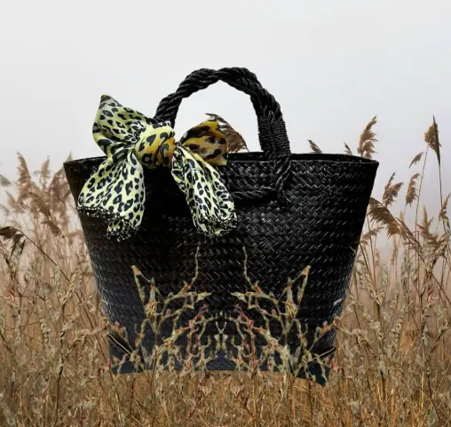Black Woven Handbag