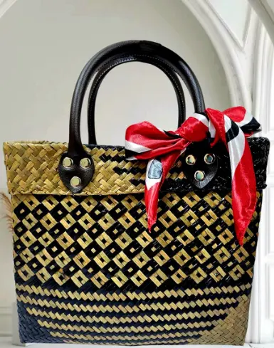 Heritage Woven Bag with Red Scarf