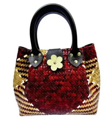Floral Accent Handwoven Tote